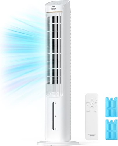 Tower Fan Oscillating 80 Cooling Fan with 2 Ice Packs CFM 360m h 3 Speed Quiet