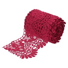 4 Inch Wide 5 Yard Lace Ribbon Floral Pattern Wine Red Lace Trim Ribbon