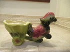 Vintage Hull Pottery Parrot Pulling A  Flower Cart Planter 9 Inch
