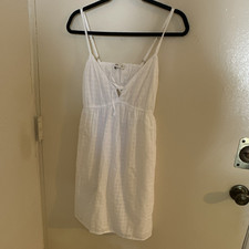 Hollister White Solid Mini Dress V-Neck Strappy Sleeveless Open Back Women's M
