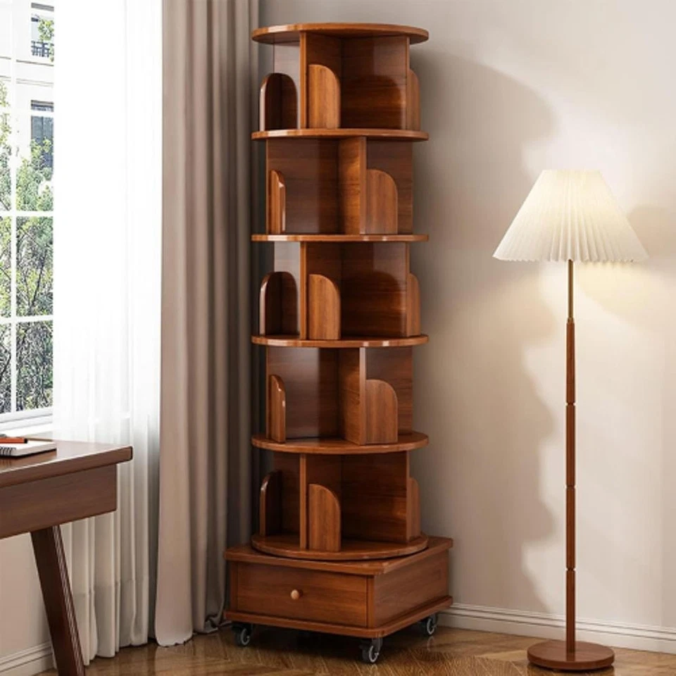 6 Tier Rotating Bookshelf, 360 Display Corner Bookshelf for Small Space - Image 4 of 4