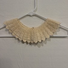 Vintage Collar Handmade Detachable Removable Crocheted Off White Ivory One Size