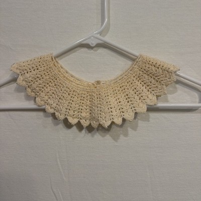 Vintage Collar Handmade Detachable Removable Crocheted Off White Ivory One Size