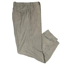 Men’s Dress Pants Size 34Wx29L Perry Ellis Portfolio Brown Striped Slacks