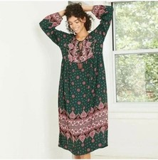 Knox Rose Folk Print Midi Dress Size XS