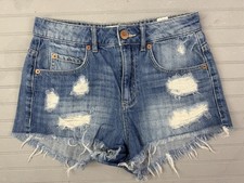 Garage Size 1 Womens Shorts Distress Cut Off Festival High Rise Shortie Cotton