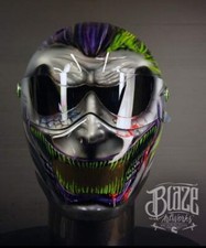 Custom Painted /Airbrushed  Motorcycle helmet, Evil Jester Design, Simpson style