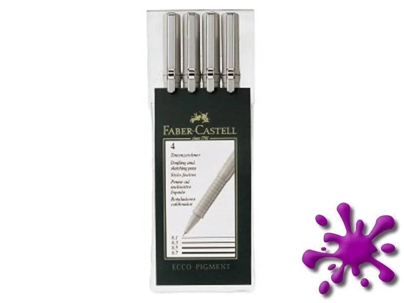 Faber-Castell ECCO Pigment-Tintenzeichner 4er Etui - Fineliner Set