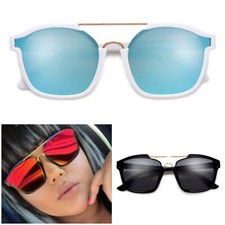 Mens Womens Mirrored Rimless Color Lens Reflective Retro Vintage Flat Sunglasses