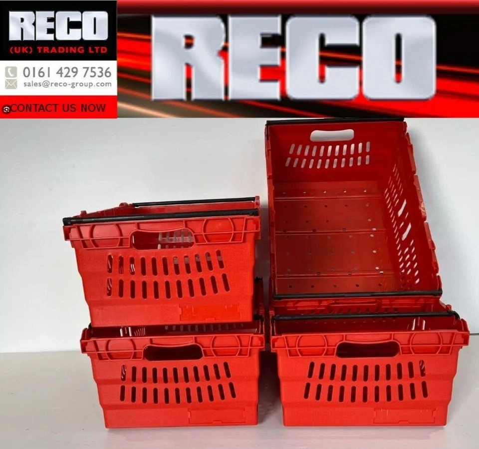 20 x USED RED ,DEEP 600 X 400 X 250mm BALE ARM TRAY/ STACKING BOX CRATE STORAGE - Image 1 of 1
