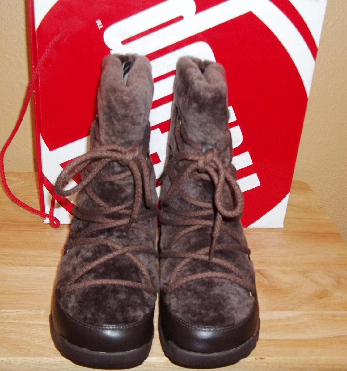 FitFlop Super Blizz Womens Winter Pull on Boots Chocolate New US 5 UK 3 EU 36
