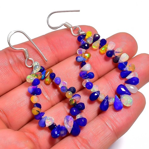 Boucles d'oreilles bijoux ethniques faits à la main en pierre précieuse