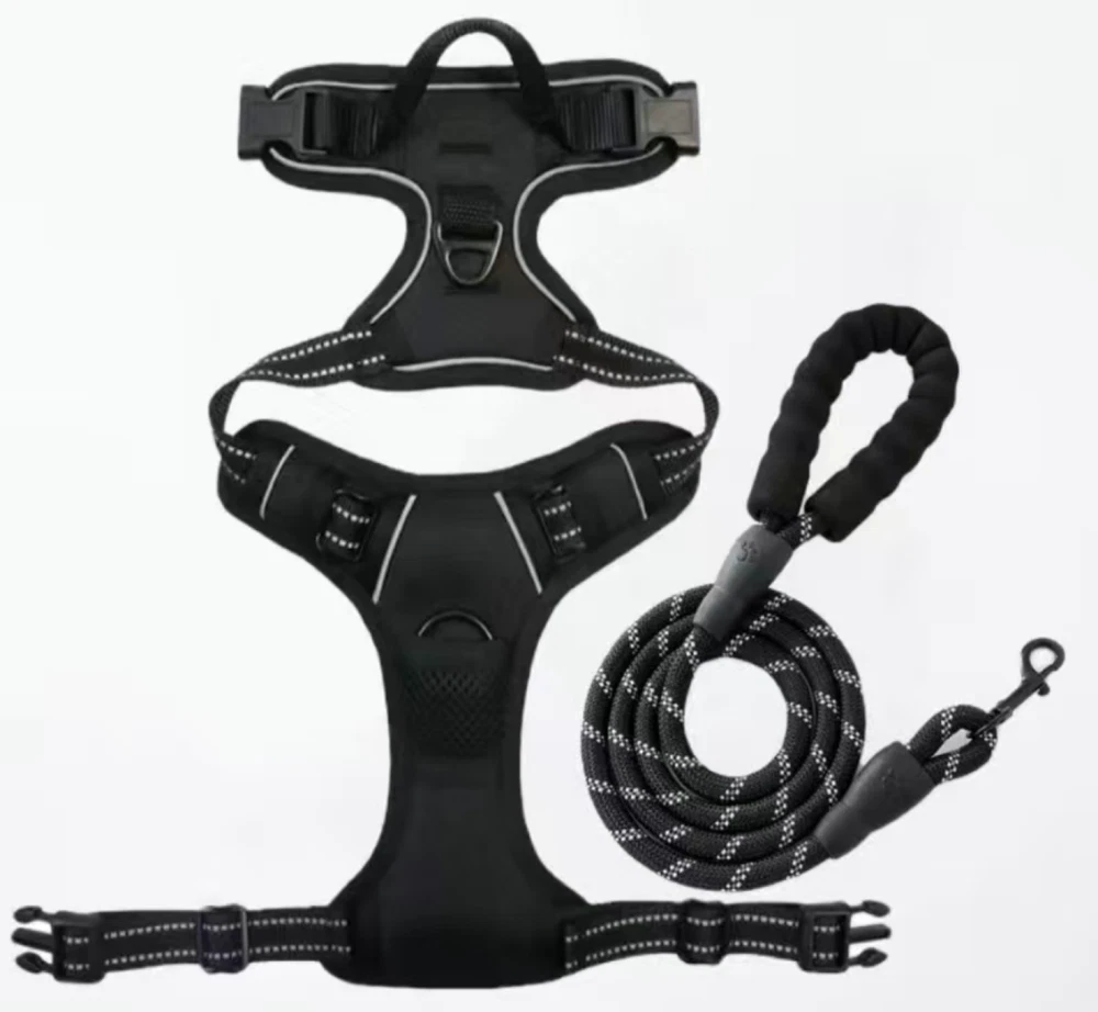 Dog Harness & Training Leash No Pull Control Adjustable Large Handle Heavy Duty