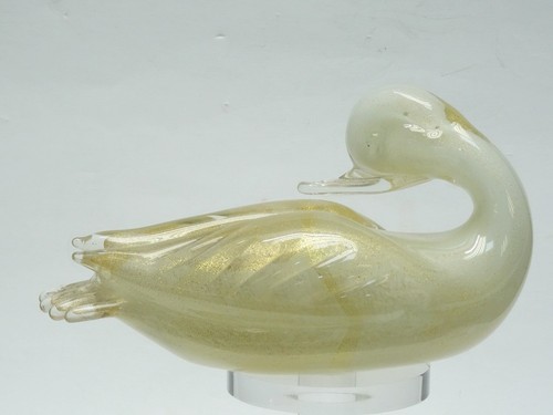 LARGE ATTRIB. FORMIA MURANO GOLD FLECK DUCK SCULPTURE 10" - Picture 8 of 10