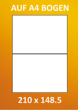 1000 SELBSTKLEBENDE PREMIUM ETIKETTEN 210 x 148,5 MM WEISS AUF A4 BOGEN
