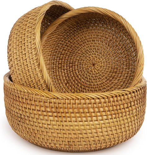 Woven Fruit Basket for Holder Bowl Decorative Bread Vegetable, Serving Bowl Set