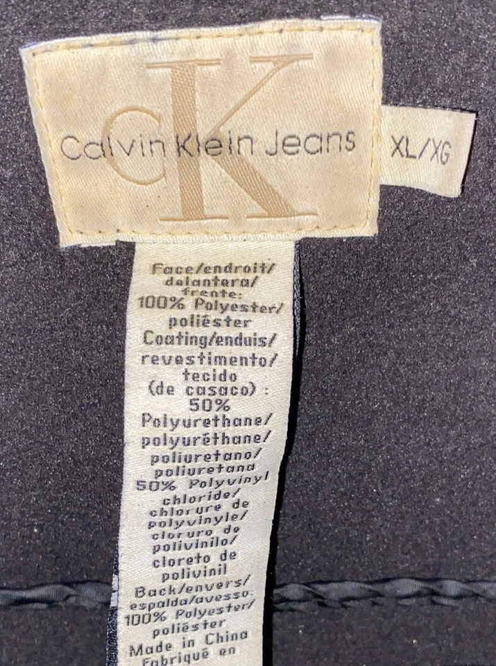 Vintage CALVIN KLEIN Black Faux Leather Men's Button Down Jacket Sz XL -Lined - Image 4 of 4