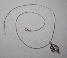 Boma Sterling Silver  Openwork Double Leaf Pendant Necklace 18"-20" [024GRA]