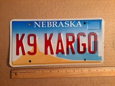 License Plate, Nebraska, Dog Vanity: K9 KARGO, Canine Cargo, Doggy Passengers!