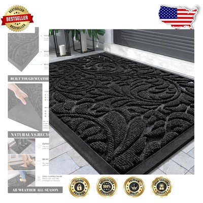 Deep Groove Outdoor Mat - 36''x24'' Rubber Backing to Capture Dirt & Moisture