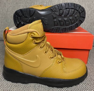 Nike Manoa LTR Boy's 3 Y Wheat Leather Lace Up Sneaker Boots BQ5373-700
