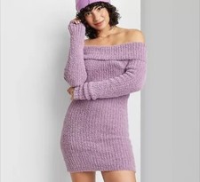 Women's Long Sleeve Mini Sweater Dress - Wild Fable Mauve size XXS