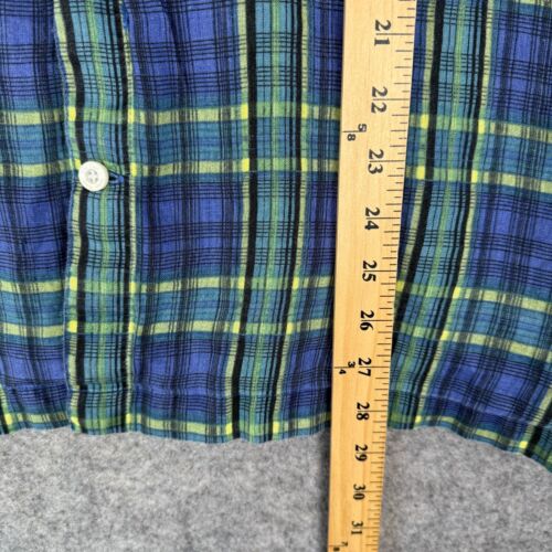 Nat Nast 100% Linen Button Shirt Mens Large American Fit Plaid Blue Green Luxury - Picture 8 of 12