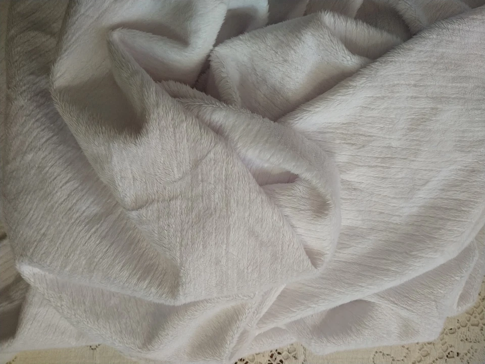 Plush Chenille Minky White 60" Wide Fabric by the Yard - Image 3 of 3