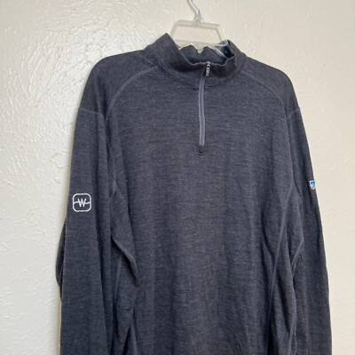 Kuhl Sweatshirt Mens L Gray Skar Merino Wool 1/4 Zip 3094