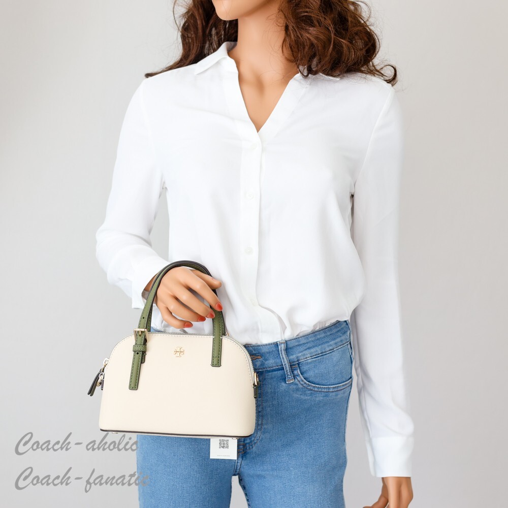 NWT Tory Burch 157887 Emerson Color-Block Dome Satchel Leather