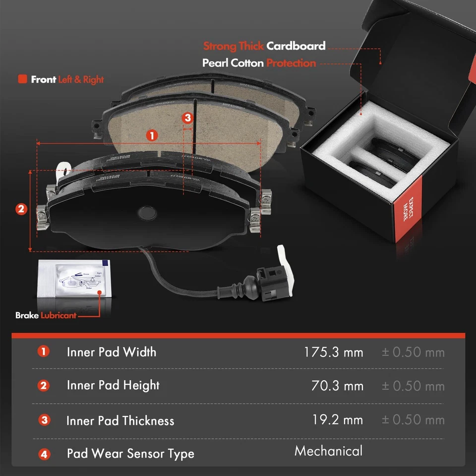 6xFront Drilled Brake Rotor & Ceramic Brake Pad for Audi S3 15-20 Volkswagen GTI - Image 3 of 4