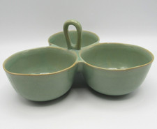 GREEN BY KN HOME KAREN NEUBURGER 3-PART CONDIMENT SERVER W/CENTER HANDLE EC