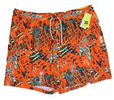 All in Motion Men's Size XXL UPF Hybrid Shorts 6" Inseam Orange Abstract NWT