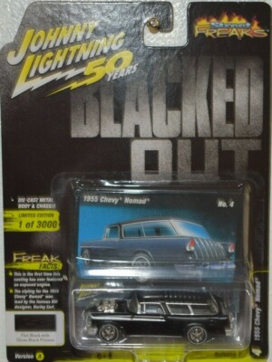 JOHNNY LIGHTNING 50 YEARS 1955 CHEVY NOMAD BLACKED OUT STREET FREAKS FREE SHIP.