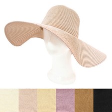 Womens 5.75" Wide Brim Foldable UPF50 Floppy Summer Straw Hat Sun Beach hat