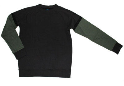 HERREN  SWEATSHIRT  PULLOVER  MAUI WOWIE SCHWARZ OLIVE SPORTLICHES DESIGN Gr. S 