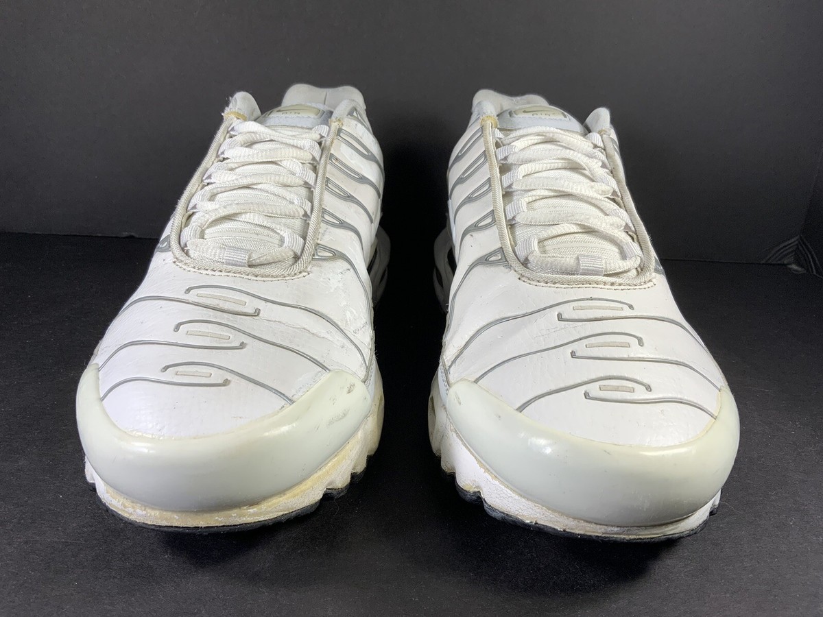 Nike Air Max Plus Tn Leather White Grey Silver Mens Size 11.5