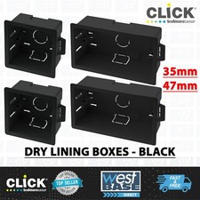 Black Dry Lining Plasterboard Pattress Back Boxes 1G 2G Single Double 35mm 47mm