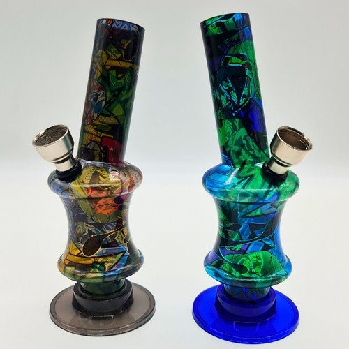 Acrylic Mini Water Bong Pipe 6 Inch RASTA & Plain Colour, Hookah Smoking Pipe UK - Picture 42 of 45