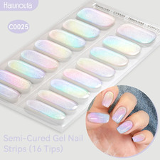 Gradient Aurora Semi Cured Gel Nail Wraps UV LED Polish Stickers Sparkly DIY