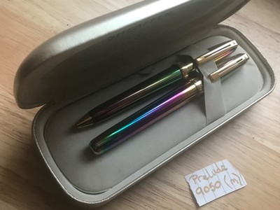 VINTAGE SHEAFFER PRELUDE (9050) BRUNNEN + KUGELSCHREIBER SET, RAINBOW PLASMA/GT, M NEU IM KARTON