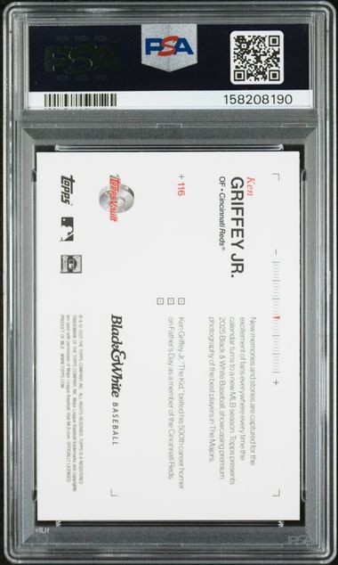 2025 TOPPS BLACK AND WHITE KEN GRIFFEY JR. 116 SP PSA 10 view 2