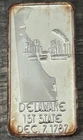 VINTAGE HAMILTON MINT FINE SILVER ART BAR - DELAWARE 1ST STATE  #11173