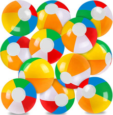12 Pack 12" Summer Beach Balls Bulk Inflatable Beach Balls for Kids