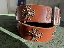 BALTAZAR Studded Rivets Brown Leather Belt Vintage Punk Rock Biker Sz Small USA!