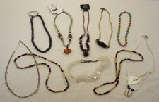 Beaded Necklaces Qty 10 Semi-precious Stones Glass Wood Base Metal