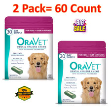 60 Count OraVet Dog Dental Hygiene Chews - Oral Care with Delmopinol, Pink Pouch