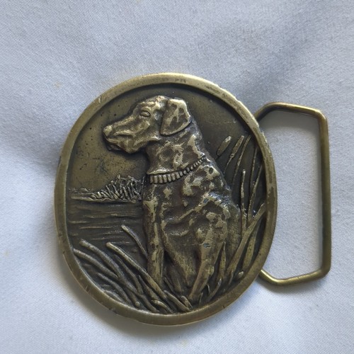 Vintage 1977 Indiana Metal Craft Labrador Retriever Dog Belt Buckle S97 Fits 1 ½ - Picture 1 of 8