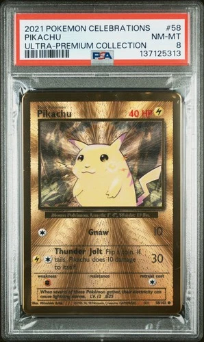 2021 POKEMON CELEBRATIONS ULTRA-PREM COLL #58 PIKACHU PSA 8