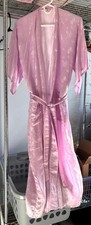 Vintage 100 Silk Asian Kimono Style Wrap Around Robe Brocade Look w/ 2 Pockets